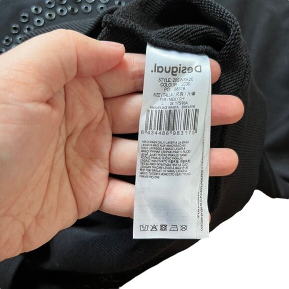 DESIGUAL Love Yourself Love Others Love the World Black Sweatshirt Sweater - Picture 6 of 8